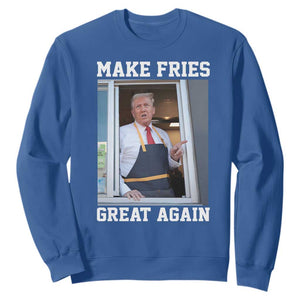 Funny Trump Serving Fry Sweatshirt Make Fries Great Again Donald Trump 2024 TS02 Royal Blue Print Your Wear