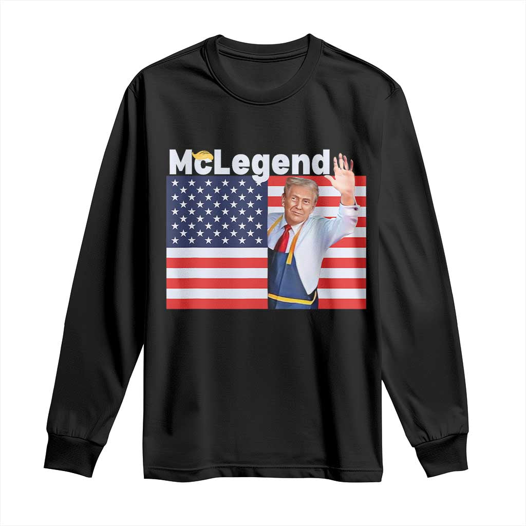 Funny Trump French Fries 2024 Long Sleeve Shirt McLegend Fast Food Worker American Flag TS02 Black Print Your Wear