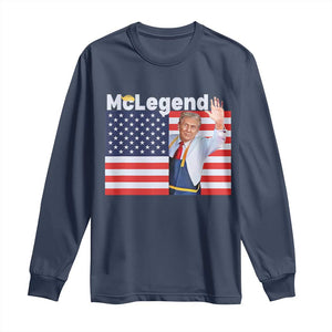 Funny Trump French Fries 2024 Long Sleeve Shirt McLegend Fast Food Worker American Flag TS02 Navy Print Your Wear