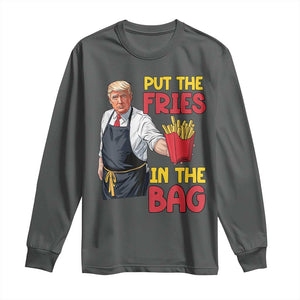 Funny Trump French Fries 2024 Long Sleeve Shirt Put The Fries In The Bag Fast Food Worker TS02 Dark Heather Print Your Wear