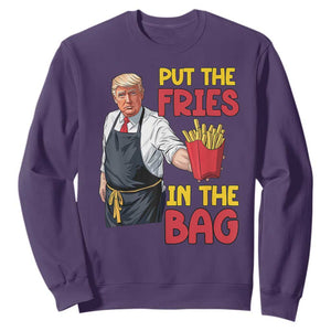 Funny Trump French Fries 2024 Sweatshirt Put The Fries In The Bag Fast Food Worker TS02 Purple Print Your Wear