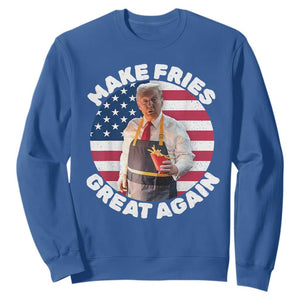 Funny Trump Fry 2024 Sweatshirt Make Fries Great Again American Flag TS02 Royal Blue Print Your Wear