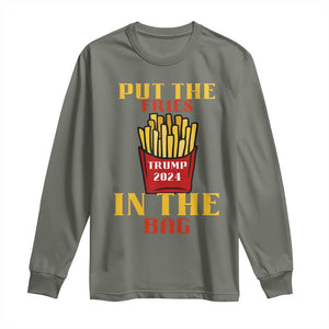 Funny Trump French Fry 2024 Long Sleeve Shirt Put The Fries In The Bag Fast Food TS02 Military Green Print Your Wear