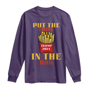 Funny Trump French Fry 2024 Long Sleeve Shirt Put The Fries In The Bag Fast Food TS02 Purple Print Your Wear