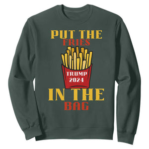 Funny Trump French Fry 2024 Sweatshirt Put The Fries In The Bag Fast Food TS02 Dark Forest Green Print Your Wear