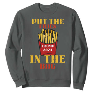 Funny Trump French Fry 2024 Sweatshirt Put The Fries In The Bag Fast Food TS02 Dark Heather Print Your Wear