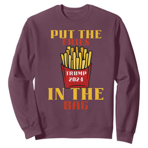 Funny Trump French Fry 2024 Sweatshirt Put The Fries In The Bag Fast Food TS02 Maroon Print Your Wear