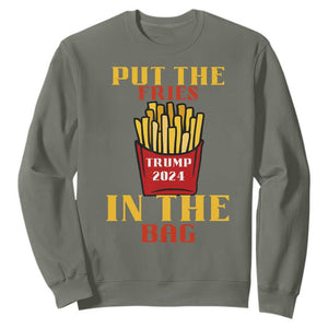 Funny Trump French Fry 2024 Sweatshirt Put The Fries In The Bag Fast Food TS02 Military Green Print Your Wear