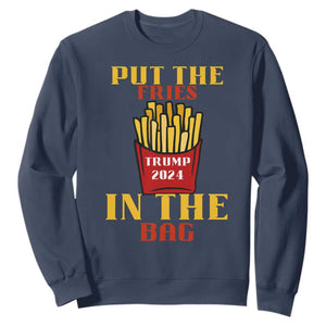 Funny Trump French Fry 2024 Sweatshirt Put The Fries In The Bag Fast Food TS02 Navy Print Your Wear