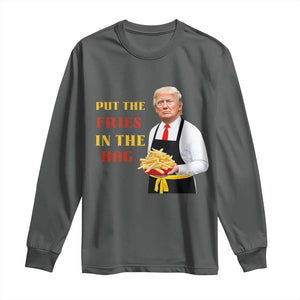 Funny Trump French Fry Long Sleeve Shirt Put The Fries In The Bag 2024 Fast Food Worker TS02 Dark Heather Print Your Wear