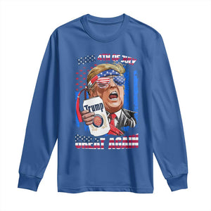 Trump Won 2024 Long Sleeve Shirt Make 4th of July Great Again Beer Drinking USA Party American Flag TS02 Royal Blue Print Your Wear