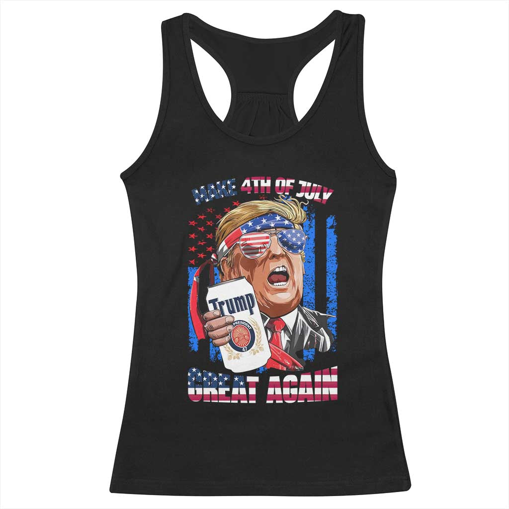 Trump Won 2024 Racerback Tank Top Make 4th of July Great Again Beer Drinking USA Party American Flag TS02 Black Print Your Wear