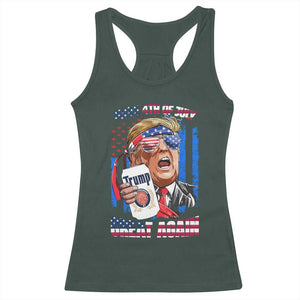 Trump Won 2024 Racerback Tank Top Make 4th of July Great Again Beer Drinking USA Party American Flag TS02 Dark Forest Green Print Your Wear