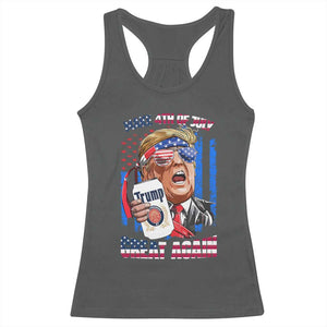 Trump Won 2024 Racerback Tank Top Make 4th of July Great Again Beer Drinking USA Party American Flag TS02 Dark Heather Print Your Wear