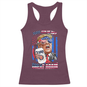 Trump Won 2024 Racerback Tank Top Make 4th of July Great Again Beer Drinking USA Party American Flag TS02 Maroon Print Your Wear