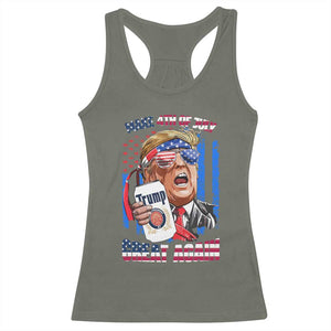 Trump Won 2024 Racerback Tank Top Make 4th of July Great Again Beer Drinking USA Party American Flag TS02 Military Green Print Your Wear