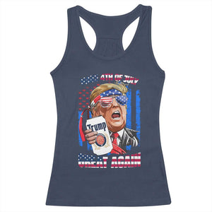 Trump Won 2024 Racerback Tank Top Make 4th of July Great Again Beer Drinking USA Party American Flag TS02 Navy Print Your Wear