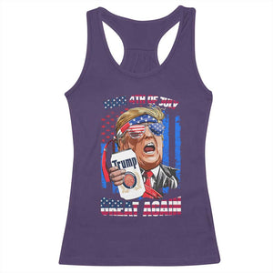 Trump Won 2024 Racerback Tank Top Make 4th of July Great Again Beer Drinking USA Party American Flag TS02 Purple Print Your Wear