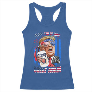 Trump Won 2024 Racerback Tank Top Make 4th of July Great Again Beer Drinking USA Party American Flag TS02 Royal Blue Print Your Wear