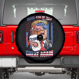 Trump Won 2024 Spare Tire Cover Make 4th of July Great Again Beer Drinking USA Party American Flag TS02 Black Print Your Wear