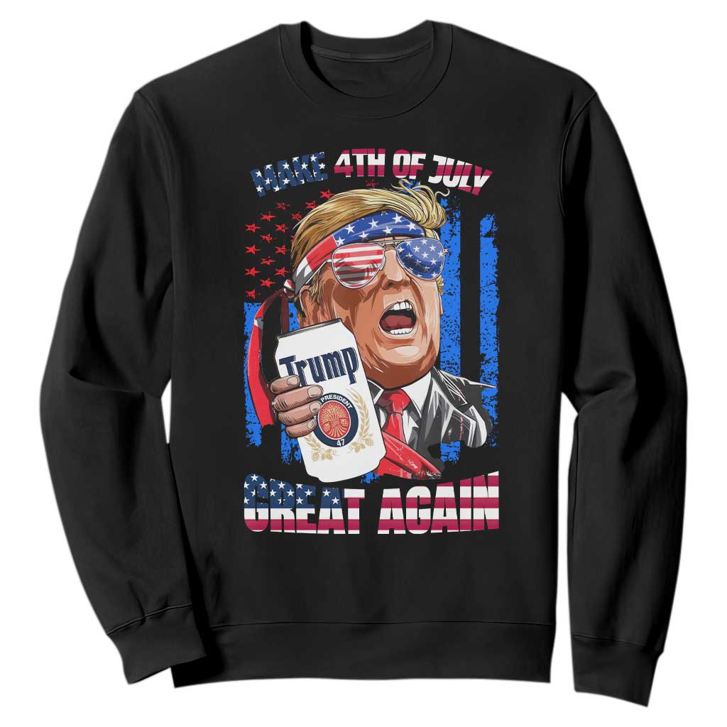 Trump Won 2024 Sweatshirt Make 4th of July Great Again Beer Drinking USA Party American Flag TS02 Black Print Your Wear