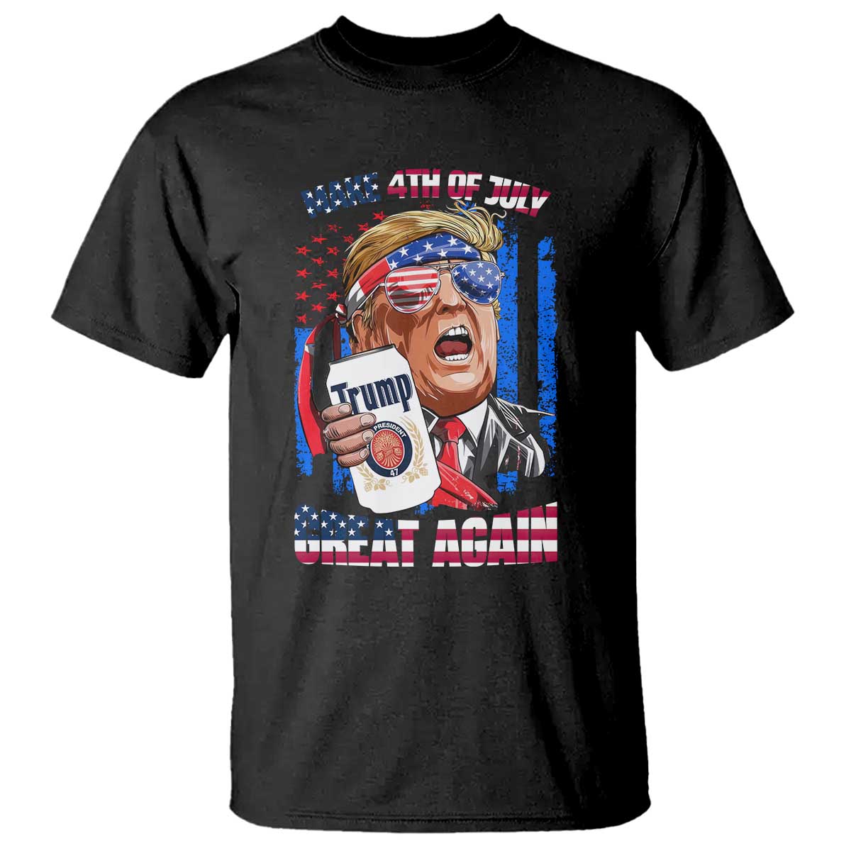 Trump Won 2024 T Shirt Make 4th of July Great Again Beer Drinking USA Party American Flag TS02 Black Print Your Wear