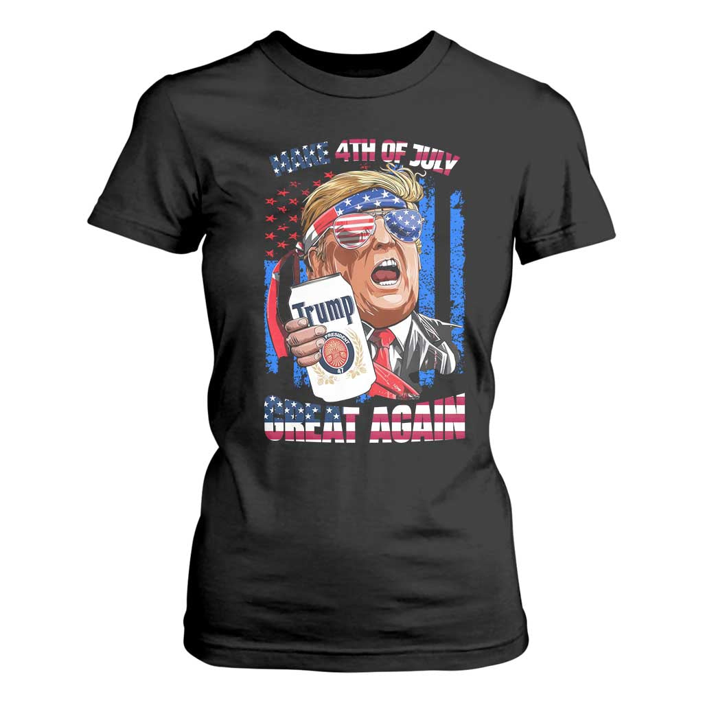 Trump Won 2024 T Shirt For Women Make 4th of July Great Again Beer Drinking USA Party American Flag TS02 Black Print Your Wear