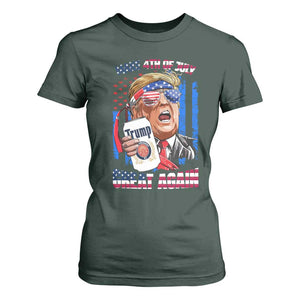 Trump Won 2024 T Shirt For Women Make 4th of July Great Again Beer Drinking USA Party American Flag TS02 Dark Forest Green Print Your Wear