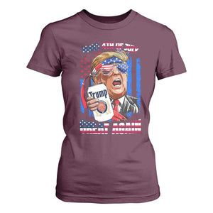 Trump Won 2024 T Shirt For Women Make 4th of July Great Again Beer Drinking USA Party American Flag TS02 Maroon Print Your Wear