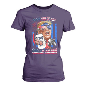 Trump Won 2024 T Shirt For Women Make 4th of July Great Again Beer Drinking USA Party American Flag TS02 Purple Print Your Wear