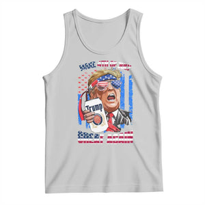 Trump Won 2024 Tank Top Make 4th of July Great Again Beer Drinking USA Party American Flag TS02 Ash Print Your Wear