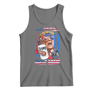 Trump Won 2024 Tank Top Make 4th of July Great Again Beer Drinking USA Party American Flag TS02 Black Heather Print Your Wear