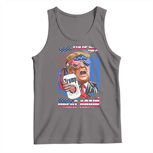 Trump Won 2024 Tank Top Make 4th of July Great Again Beer Drinking USA Party American Flag TS02 Deep Heather Print Your Wear