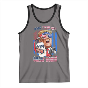 Trump Won 2024 Tank Top Make 4th of July Great Again Beer Drinking USA Party American Flag TS02 Deep Heather Black Print Your Wear