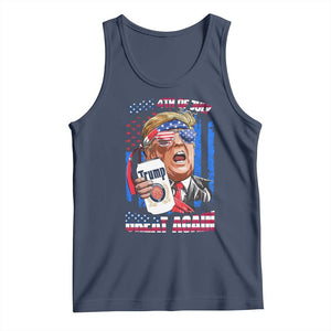 Trump Won 2024 Tank Top Make 4th of July Great Again Beer Drinking USA Party American Flag TS02 Navy Print Your Wear