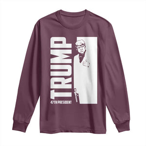 Trump 2024 Long Sleeve Shirt He Won 4th President Take America Back TS02 Maroon Print Your Wear