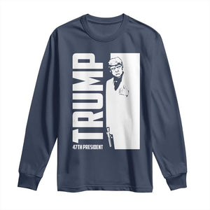 Trump 2024 Long Sleeve Shirt He Won 4th President Take America Back TS02 Navy Print Your Wear