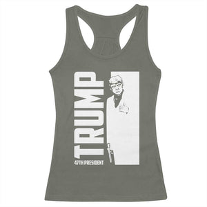 Trump 2024 Racerback Tank Top He Won 4th President Take America Back TS02 Military Green Print Your Wear