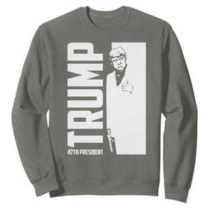 Trump 2024 Sweatshirt He Won 4th President Take America Back TS02 Military Green Print Your Wear