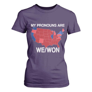 Funny Pronouns 2024 T Shirt For Women My Pronouns Are We Won Trump Supporters Red States America Map TS02 Purple Print Your Wear