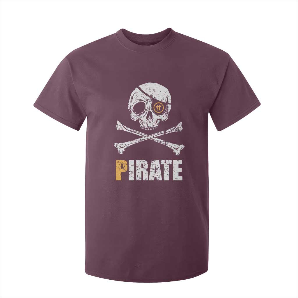 Funny Pirate Pi Cryptocurrency T Shirt For Kid Crypto Coins Blockchain Mining TS02 Maroon Print Your Wear