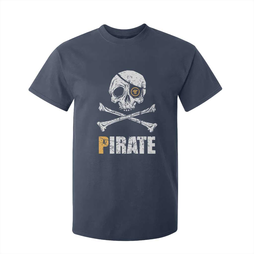 Funny Pirate Pi Cryptocurrency T Shirt For Kid Crypto Coins Blockchain Mining TS02 Navy Print Your Wear