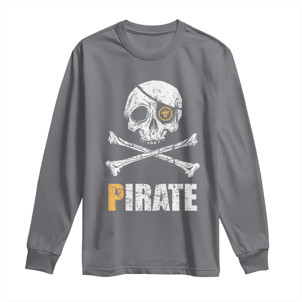 Funny Pirate Pi Cryptocurrency Long Sleeve Shirt Crypto Coins Blockchain Mining TS02 Charcoal Print Your Wear