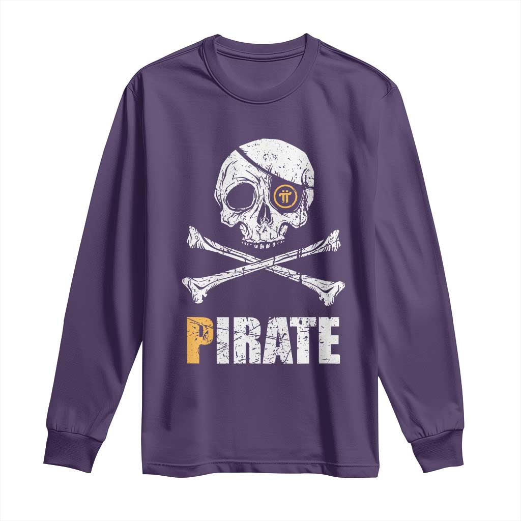 Funny Pirate Pi Cryptocurrency Long Sleeve Shirt Crypto Coins Blockchain Mining TS02 Purple Print Your Wear