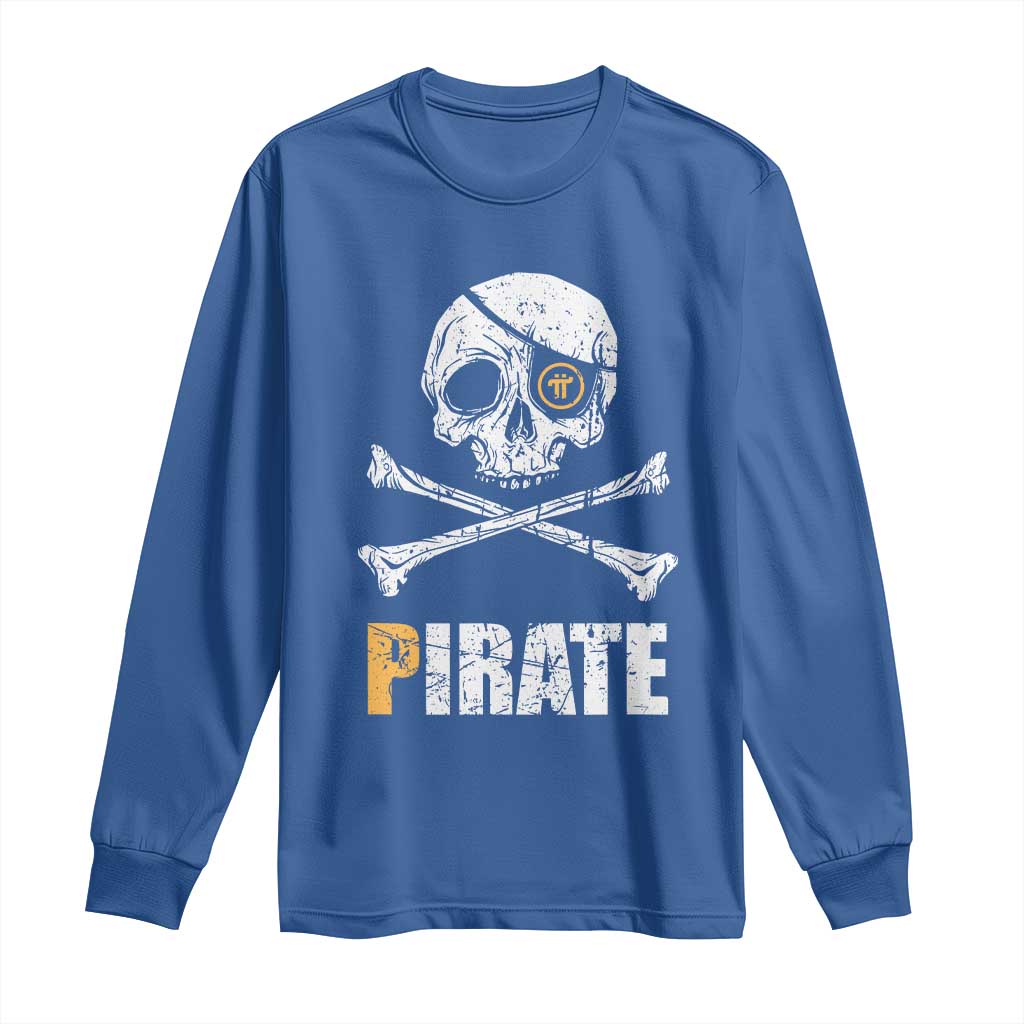 Funny Pirate Pi Cryptocurrency Long Sleeve Shirt Crypto Coins Blockchain Mining TS02 Royal Blue Print Your Wear