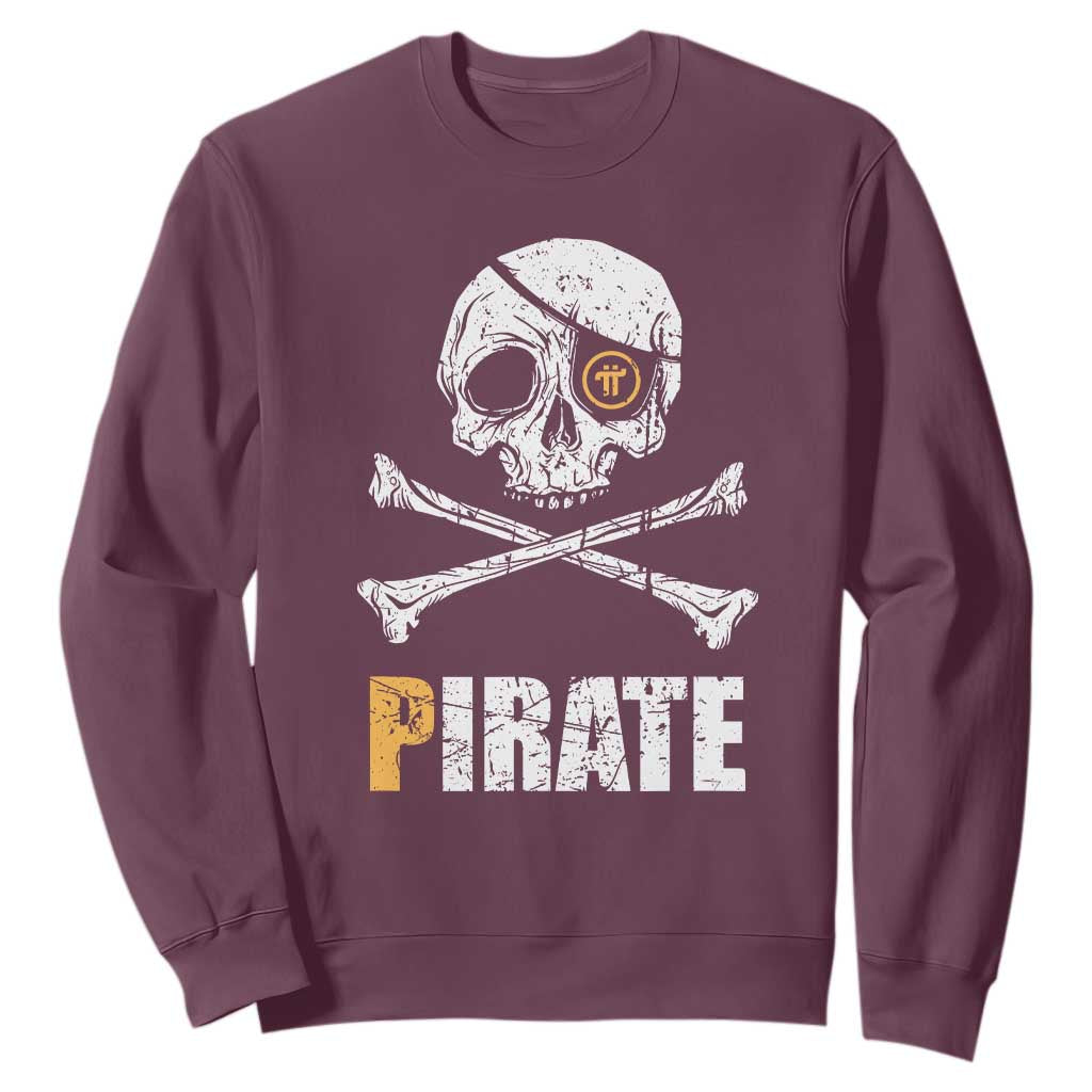 Funny Pirate Pi Cryptocurrency Sweatshirt Crypto Coins Blockchain Mining TS02 Maroon Print Your Wear
