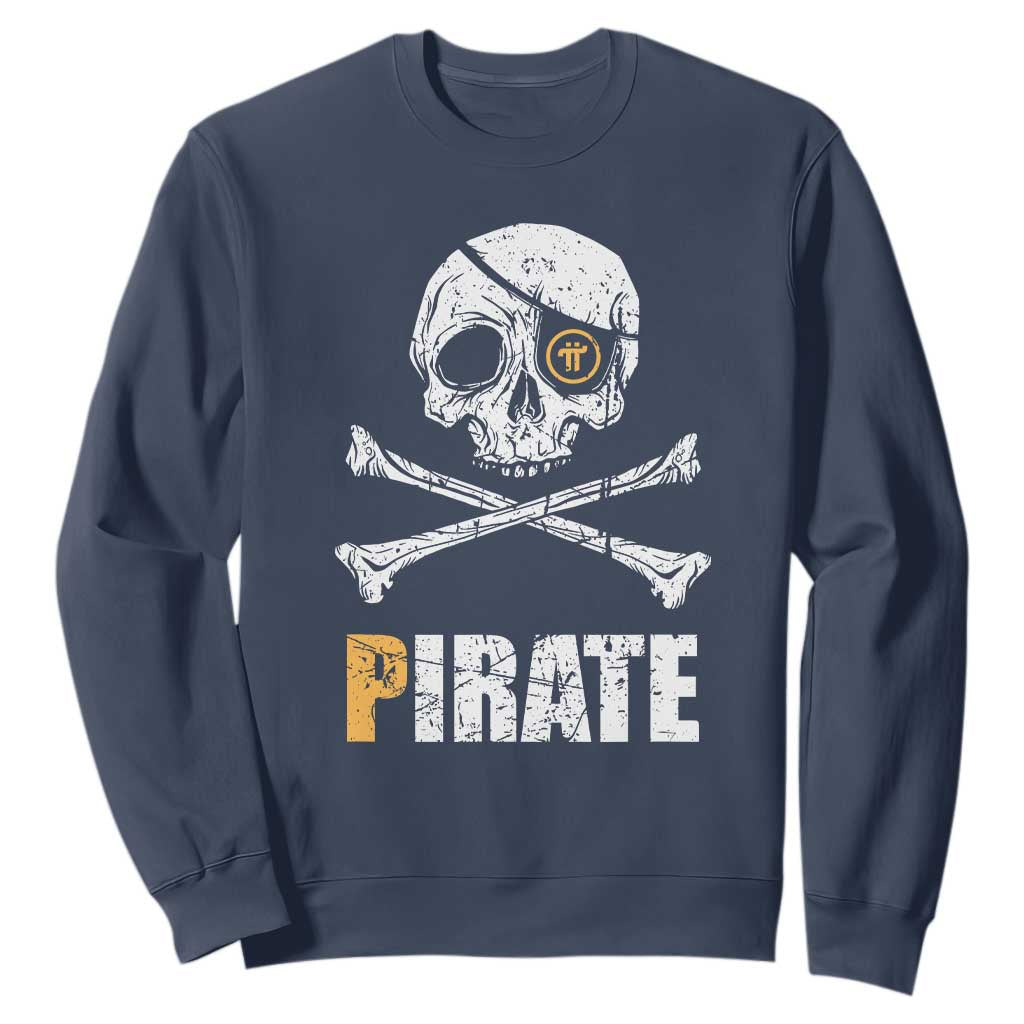 Funny Pirate Pi Cryptocurrency Sweatshirt Crypto Coins Blockchain Mining TS02 Navy Print Your Wear