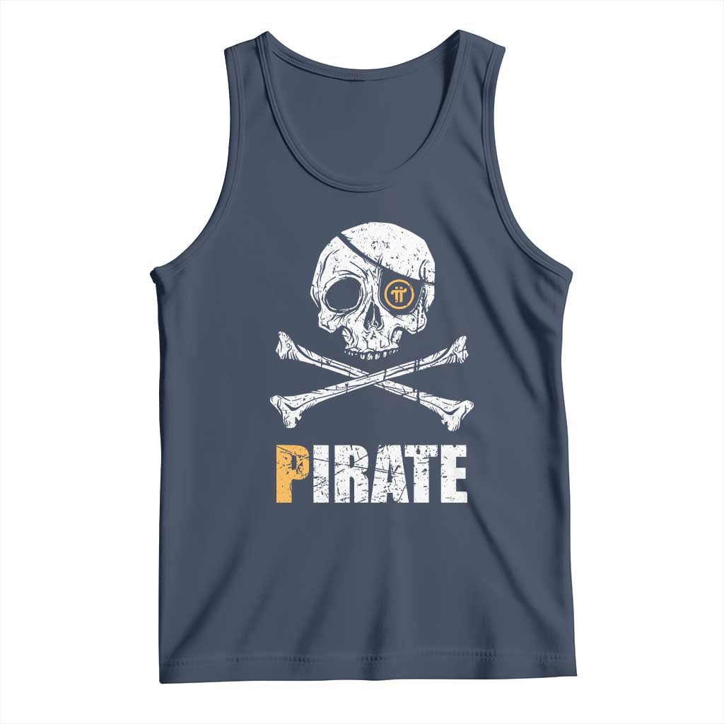 Funny Pirate Pi Cryptocurrency Tank Top Crypto Coins Blockchain Mining TS02 Navy Print Your Wear