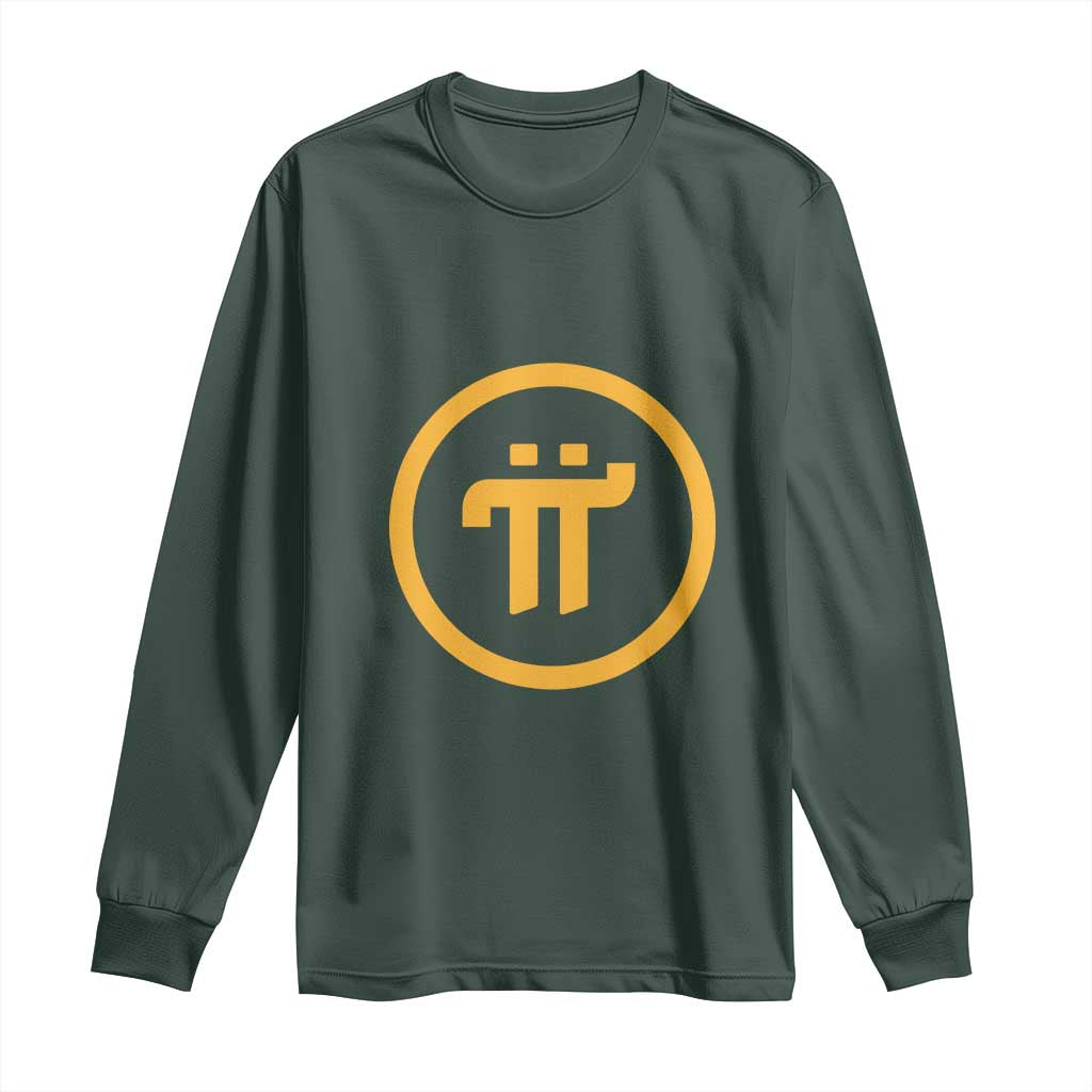 Pi Cryptocurrency Long Sleeve Shirt Crypto Coins Network TS02 Dark Forest Green Print Your Wear