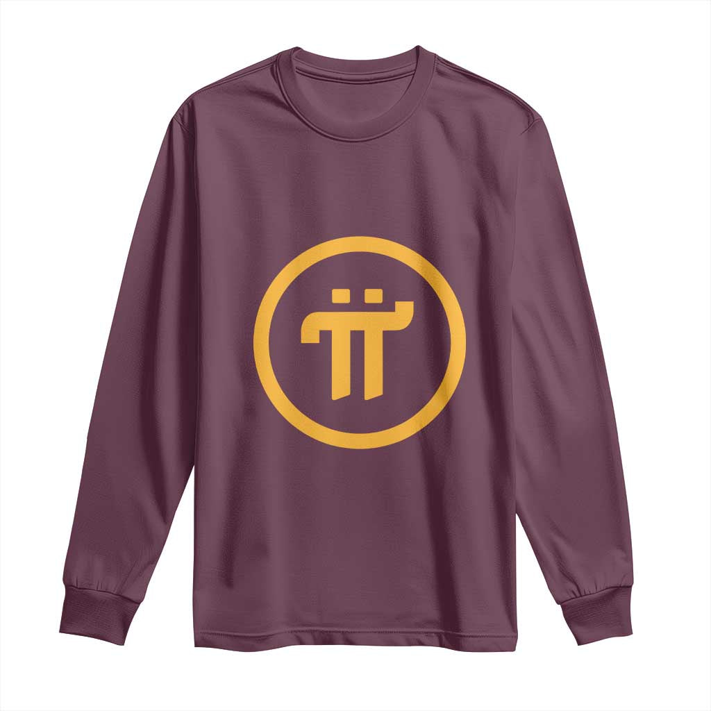 Pi Cryptocurrency Long Sleeve Shirt Crypto Coins Network TS02 Maroon Print Your Wear